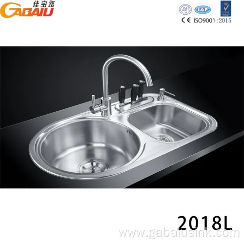Durable Stainless Steel Pressed Two Bowl Kitchen Sink